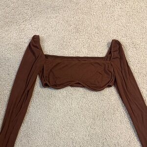 SHEIN Brown Long Sleeve Crop Top
